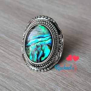 🆕️Vintage Antique Silver Abalone Ring sz 8